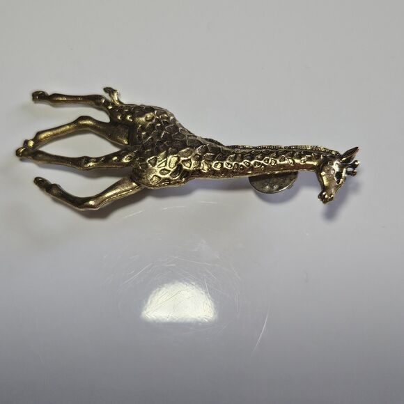 Vintage Gold Tone Large Giraffe Pin Brooch - Picture 8 of 9